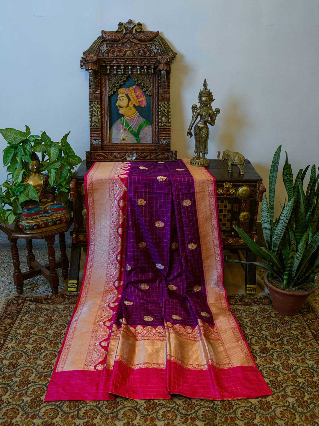 Magenta/Pink Pure Katan Silk Handloom Banarasi Saree