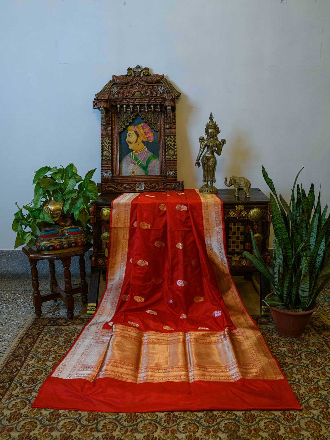 Red Pure Katan Silk Handloom Banarasi Saree