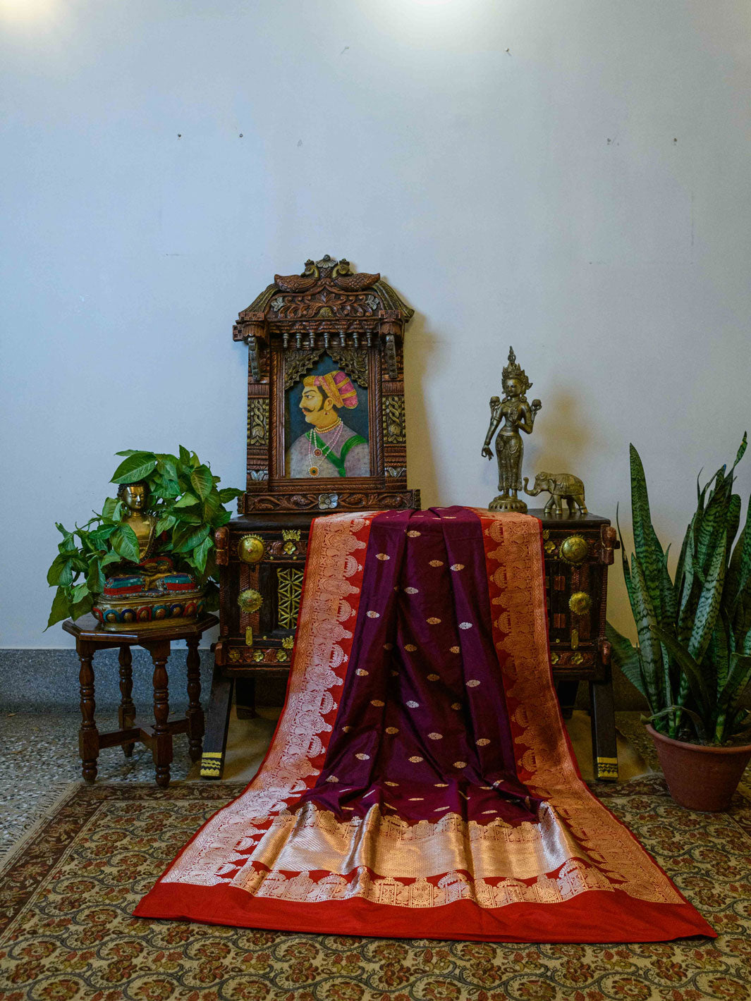 Wine/Red Pure Katan Silk Handloom Banarasi Saree