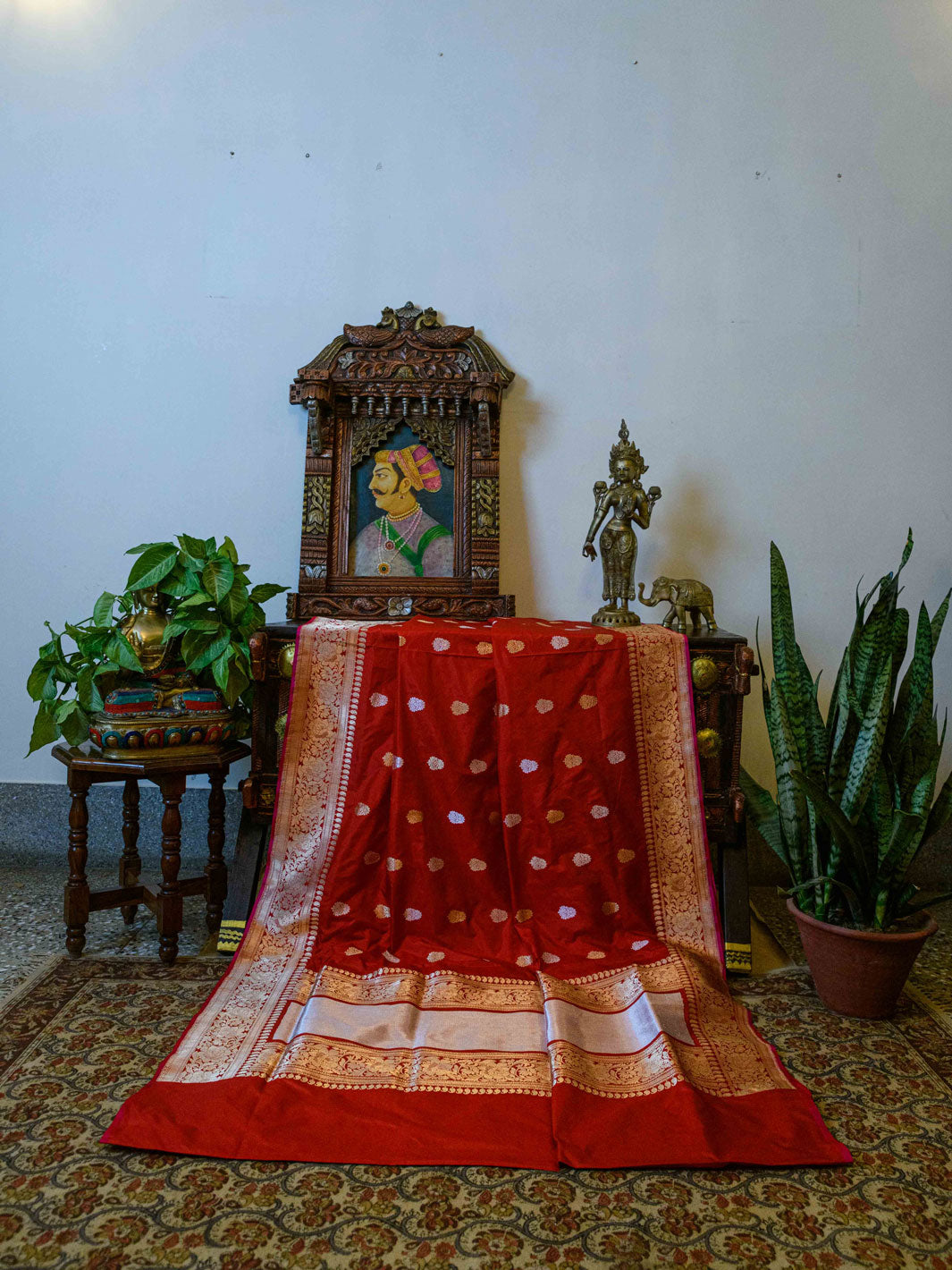 Red Pure Katan Silk Handloom Banarasi Saree