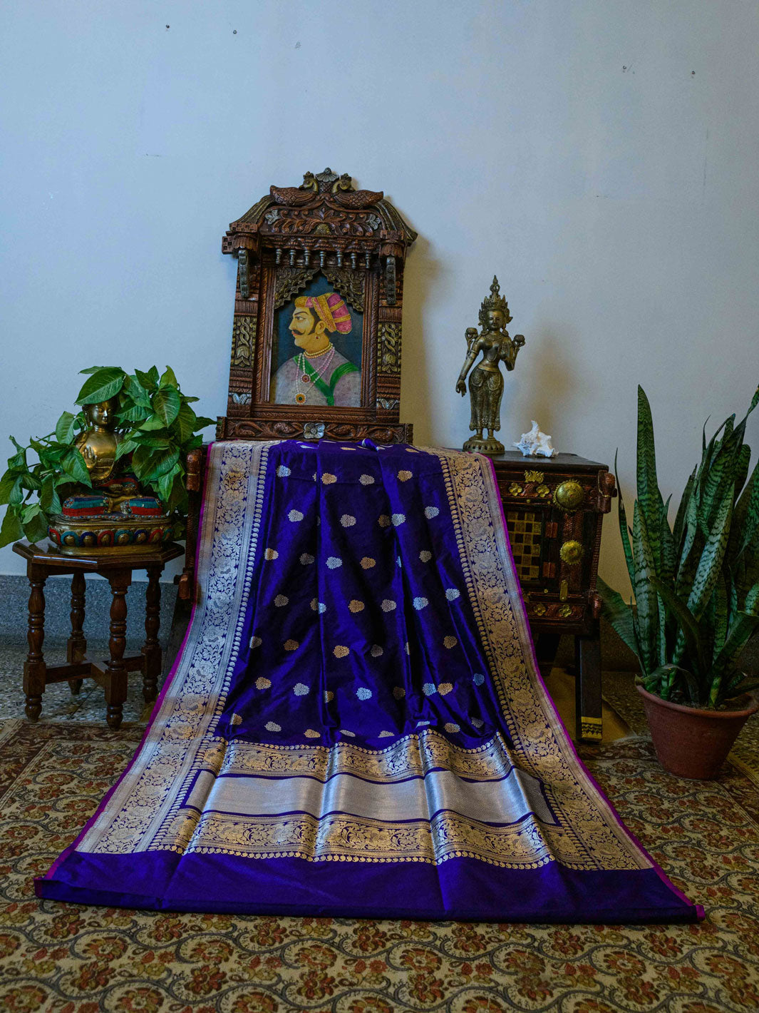Purple Pure Katan Silk Handloom Banarasi Saree