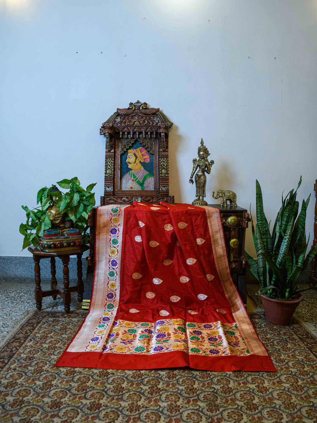 Maroon Pure Katan Silk Handloom Banarasi Saree