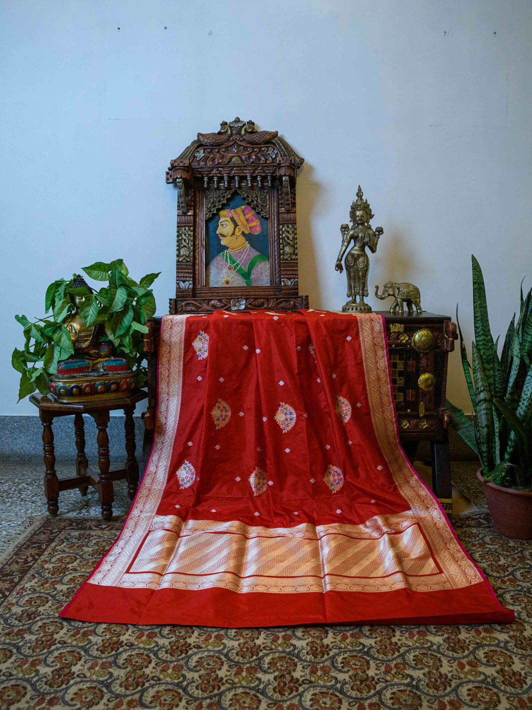 Red Pure Katan Silk Handloom Banarasi Saree