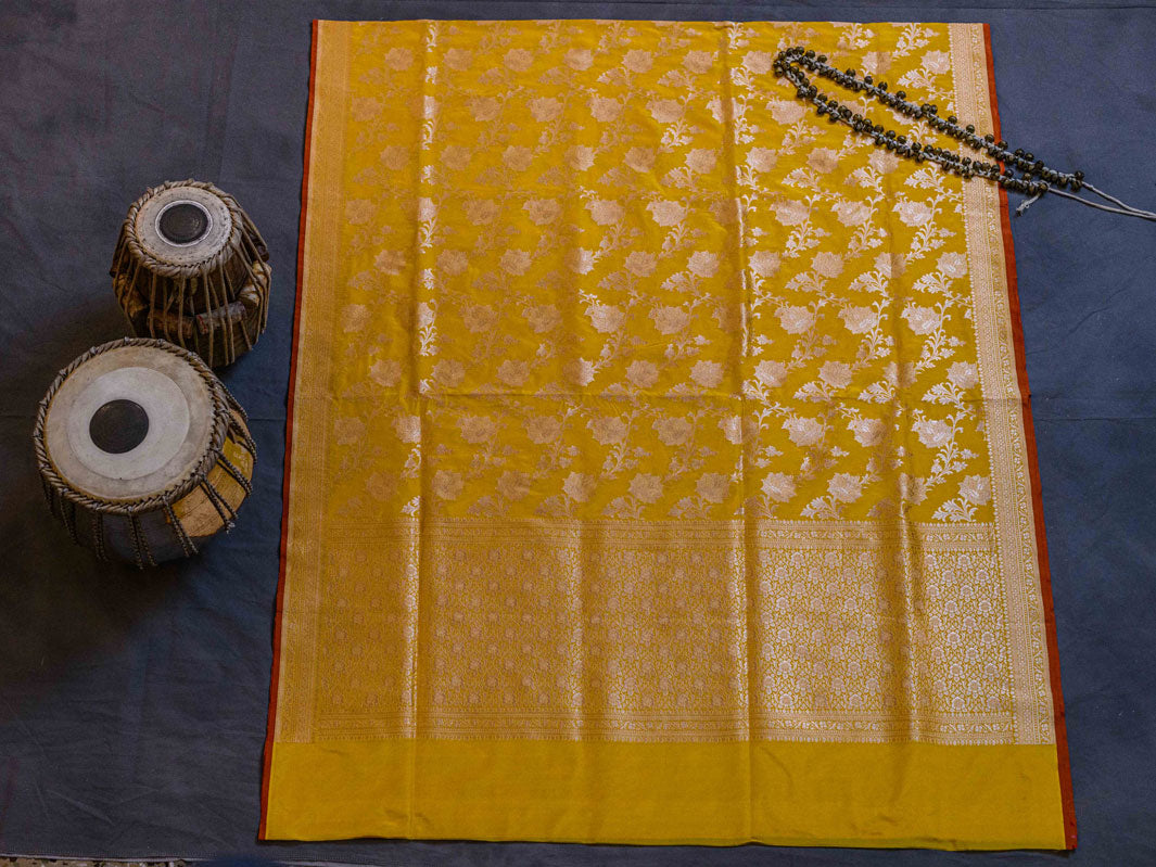 Yellow Pure Silk Banarasi Handloom Saree