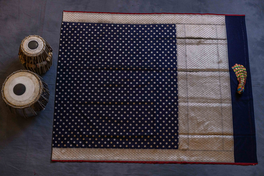 Navy Pure Silk Banarasi Handloom Saree