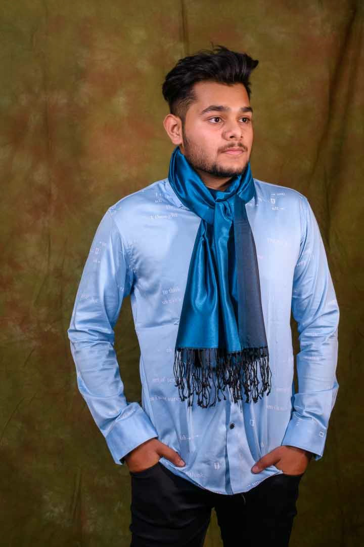 Jet Black- Ocean Depths Reversible Silk Stole