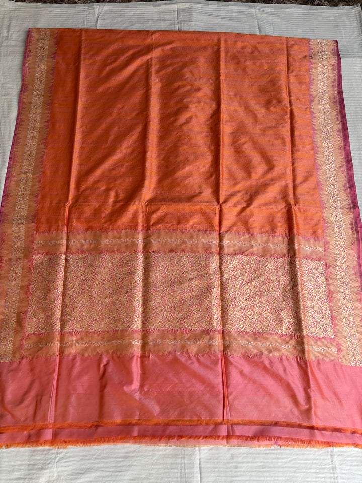 Orange Tanchoi Katan Handloom Saree