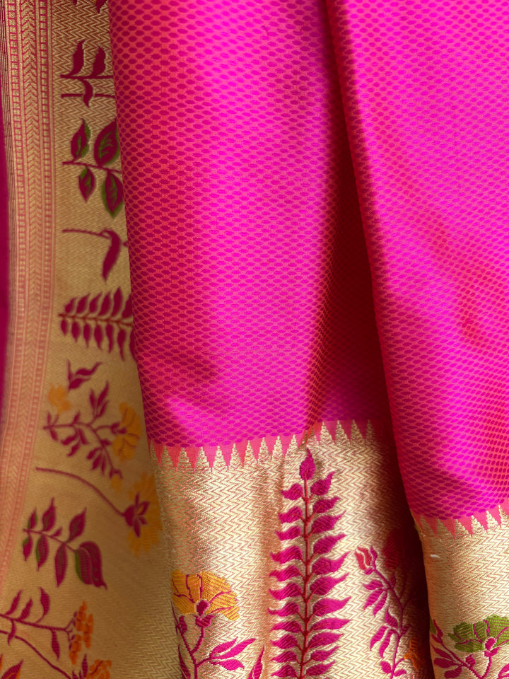 Pink Pure Katan Silk Saree
