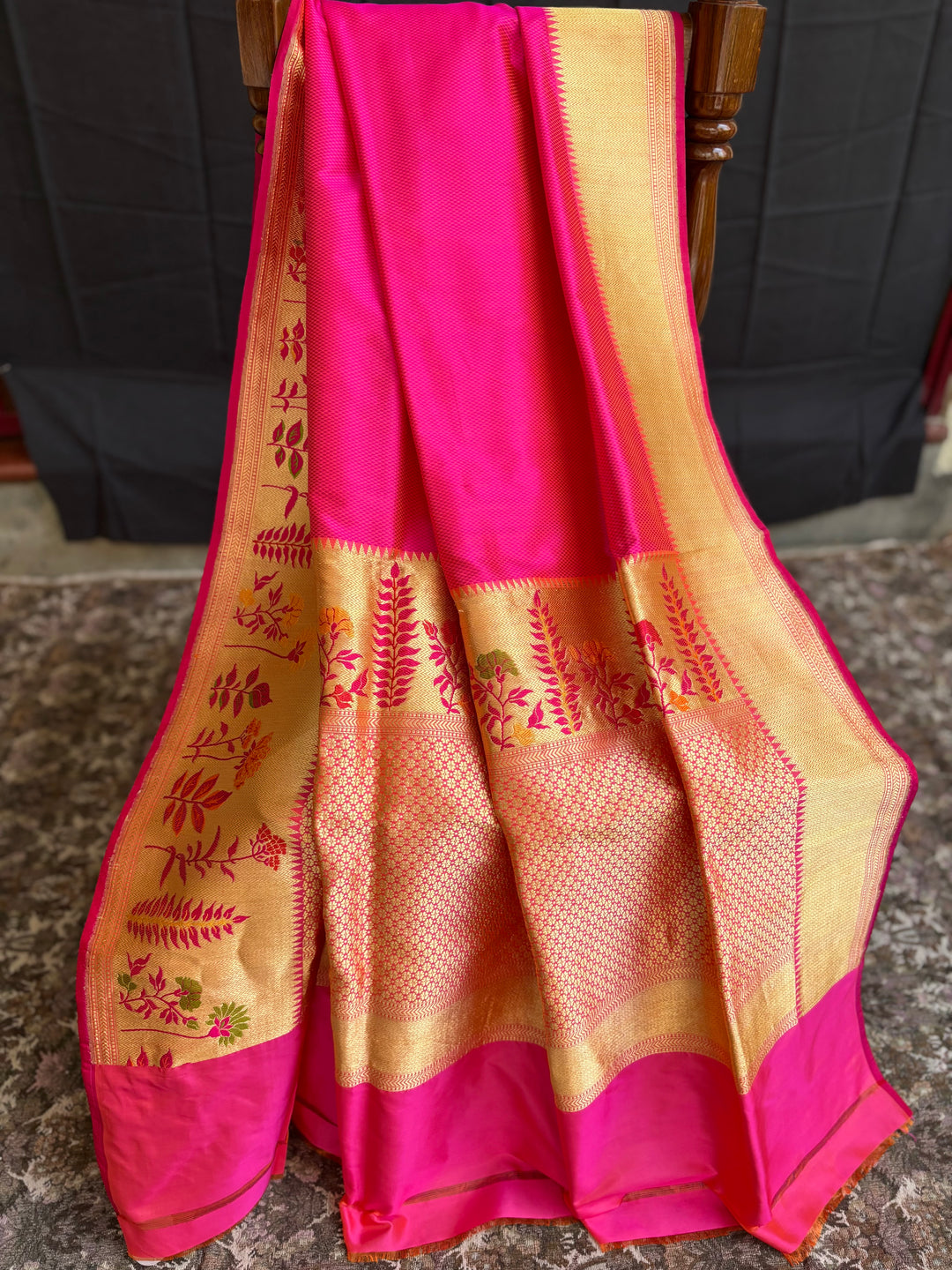 Pink Pure Katan Silk Saree