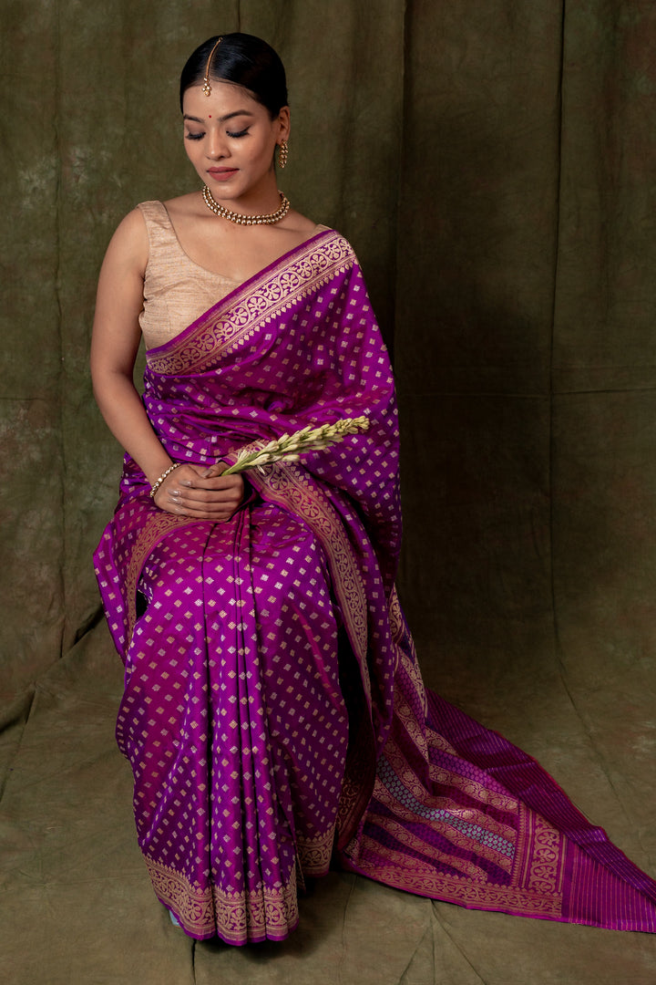 Magenta PURE KATAN SILK BANARASI HANDLOOM SAREE