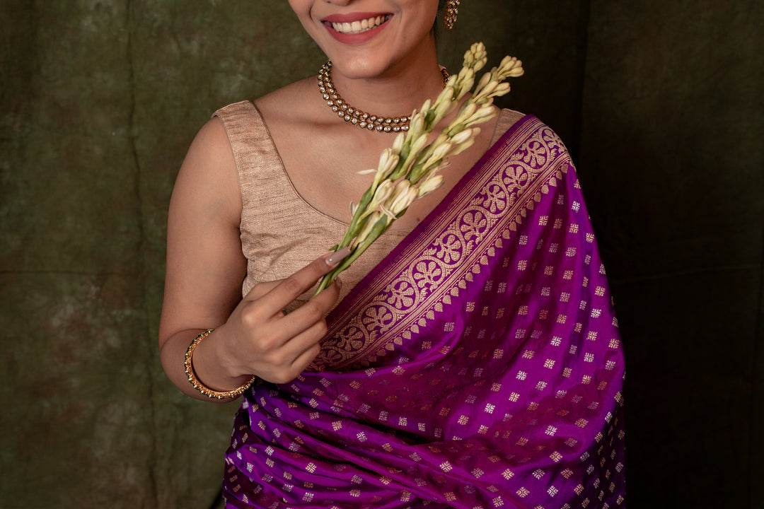 Magenta PURE KATAN SILK BANARASI HANDLOOM SAREE