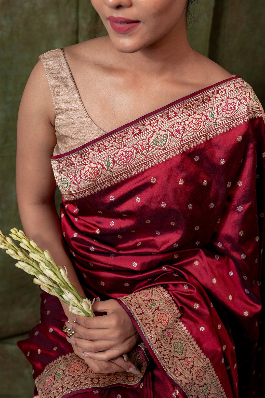 'Red’ Pure Katan Silk Banarasi Handloom Saree