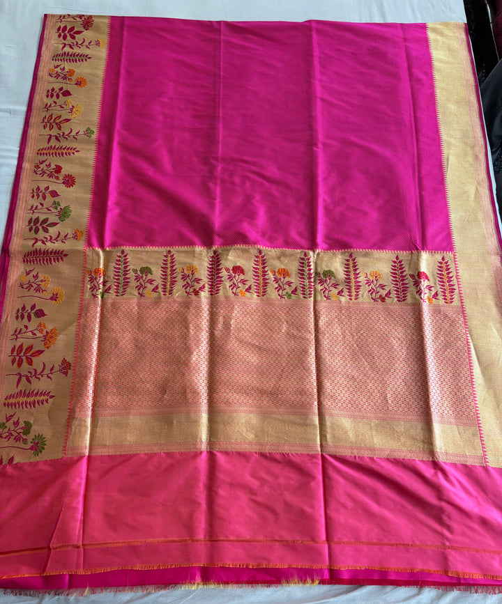 Pink Pure Katan Silk Saree