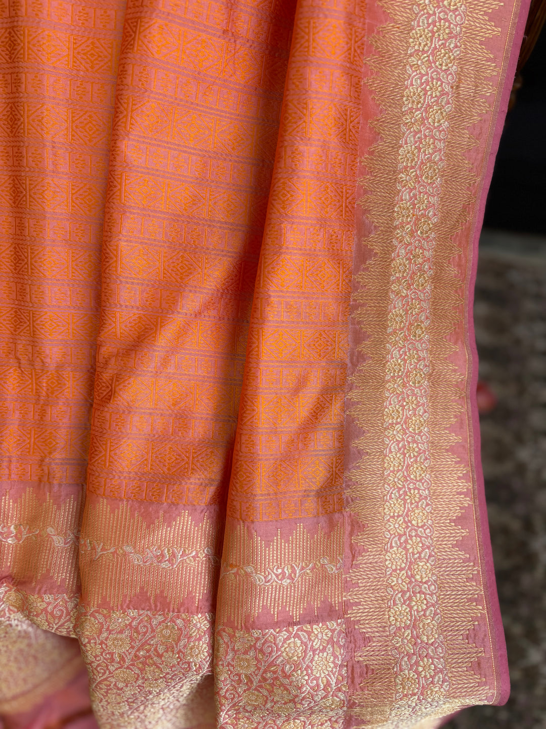 Orange Tanchoi Katan Handloom Saree