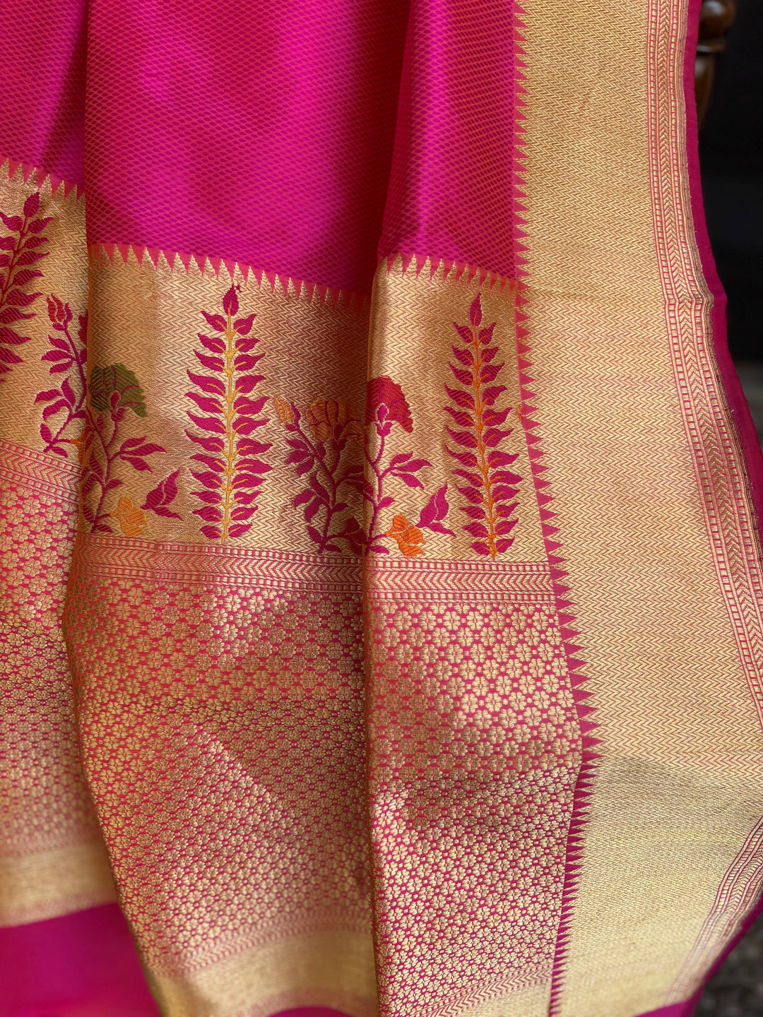 Pink Pure Katan Silk Saree