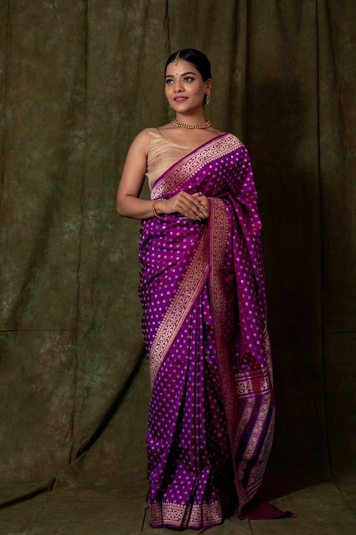 Magenta PURE KATAN SILK BANARASI HANDLOOM SAREE