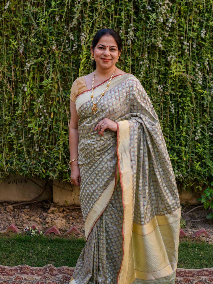 Light Green Pure Katan Silk Banarasi Handloom Saree