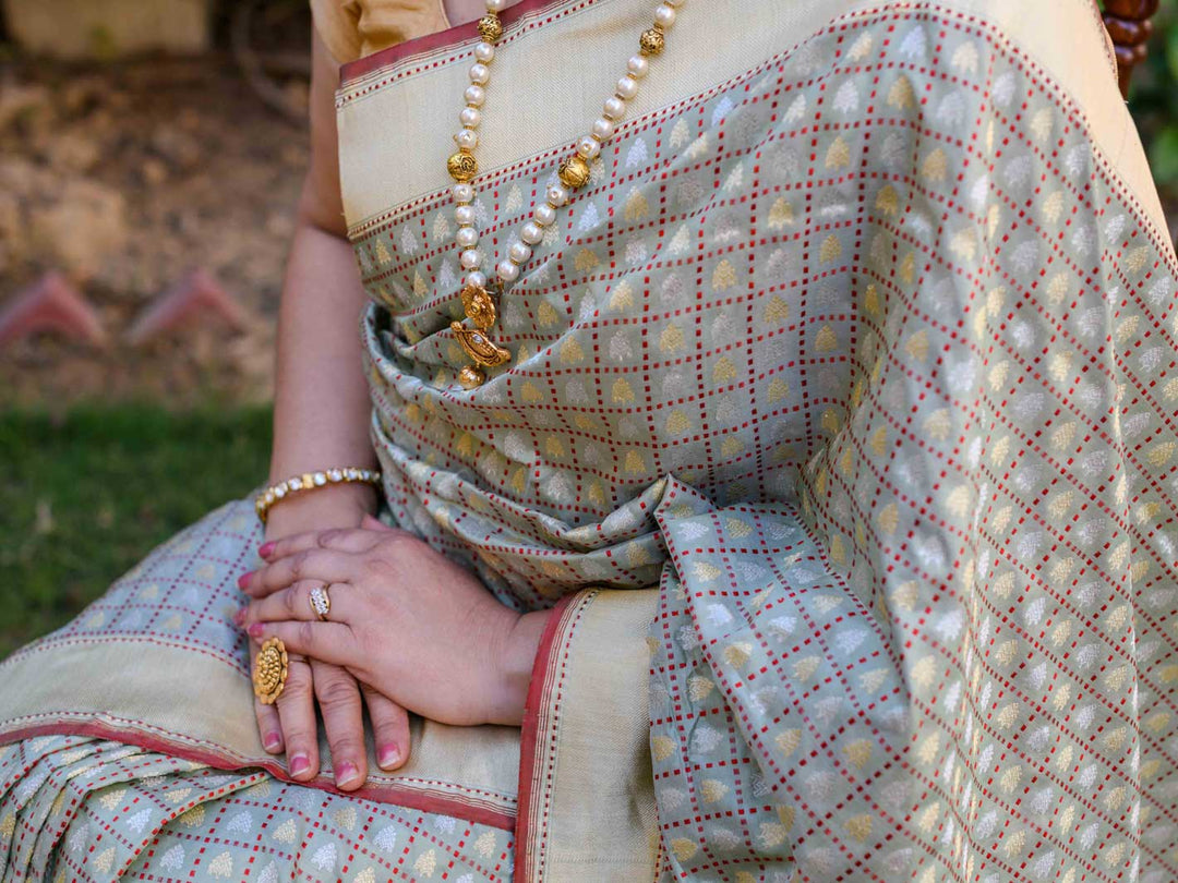 Light Green Pure Katan Silk Banarasi Handloom Saree