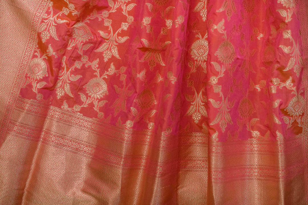 Pink/Peach Pure Silk Banarasi Handloom Saree