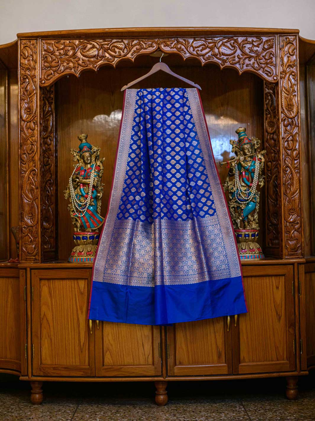 Royal Blue/Emerald  Pure Silk Banarasi Handloom Saree