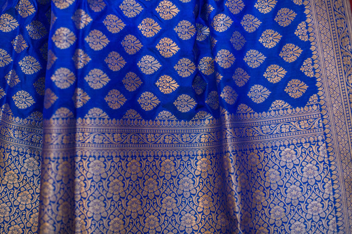 Royal Blue/Emerald  Pure Silk Banarasi Handloom Saree
