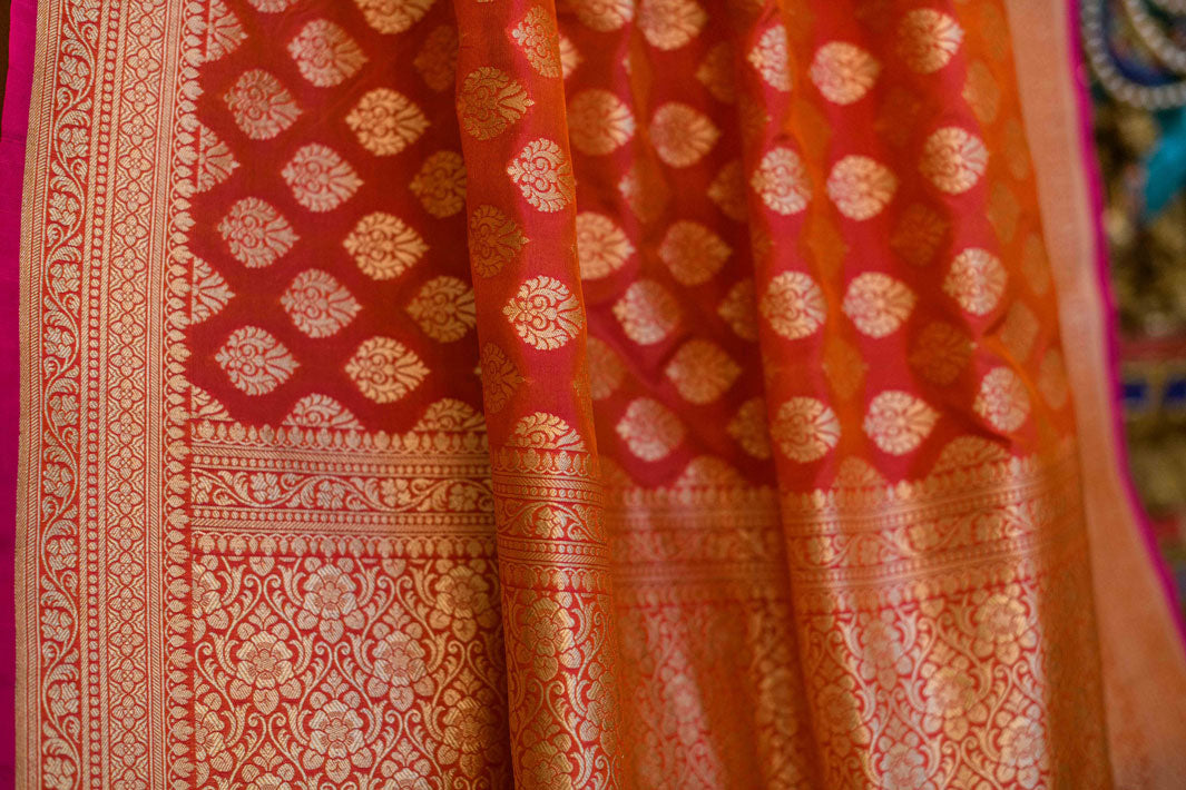 Red Pure Silk Banarasi Handloom Saree