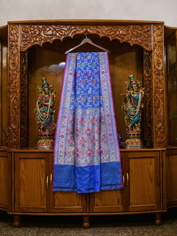 Blue Pure Katan Silk Banarasi Handloom Saree