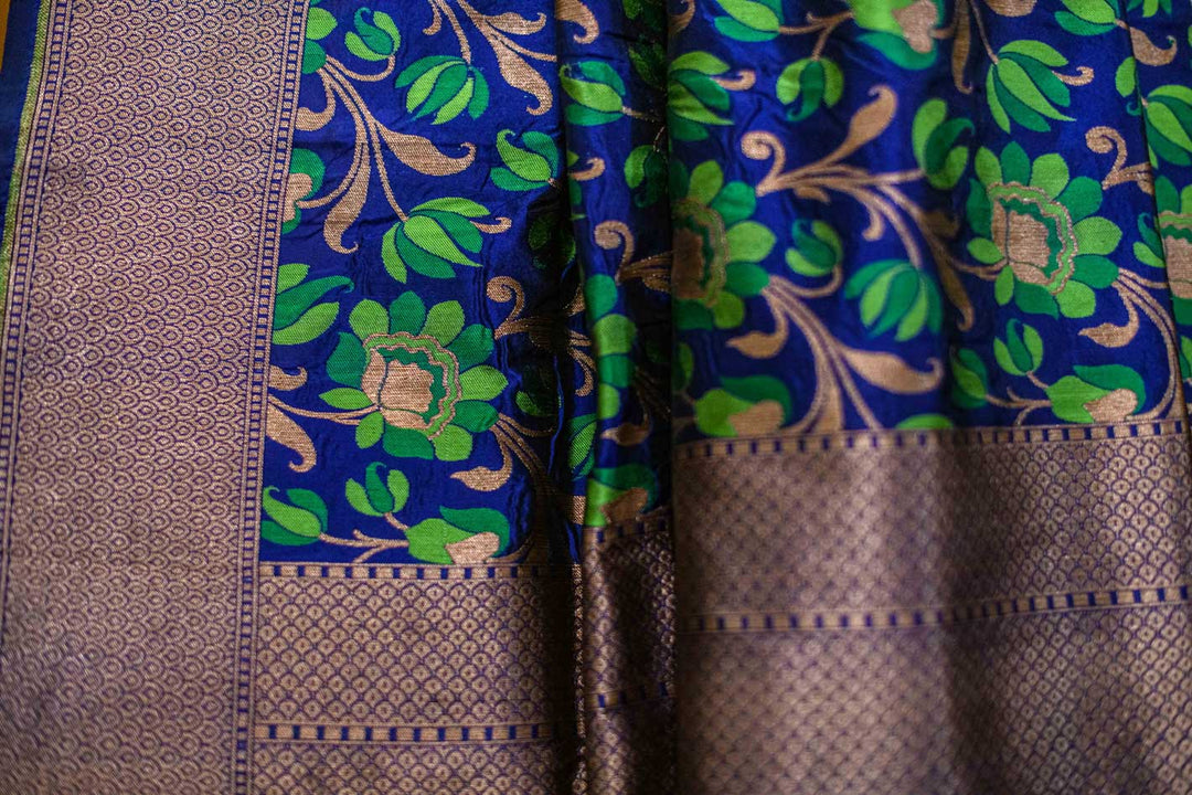 Neavy Blue Pure Katan Silk Banarasi Handloom Saree