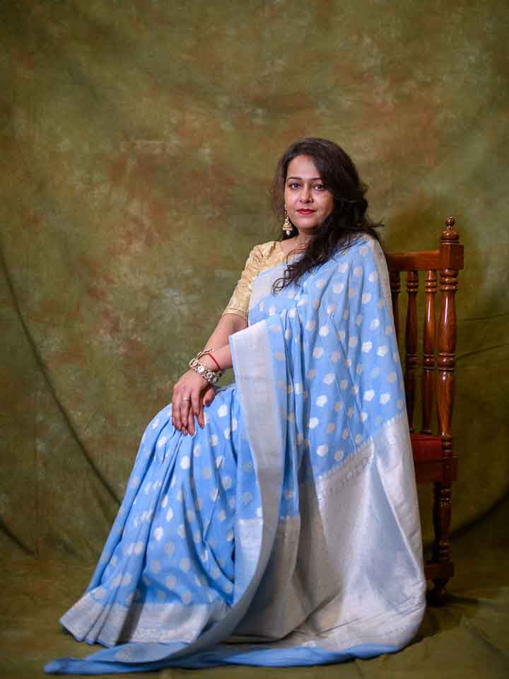 Blue Banarasi Silk Saree With Blouse 166942 | Saree, Silk sarees, Silk