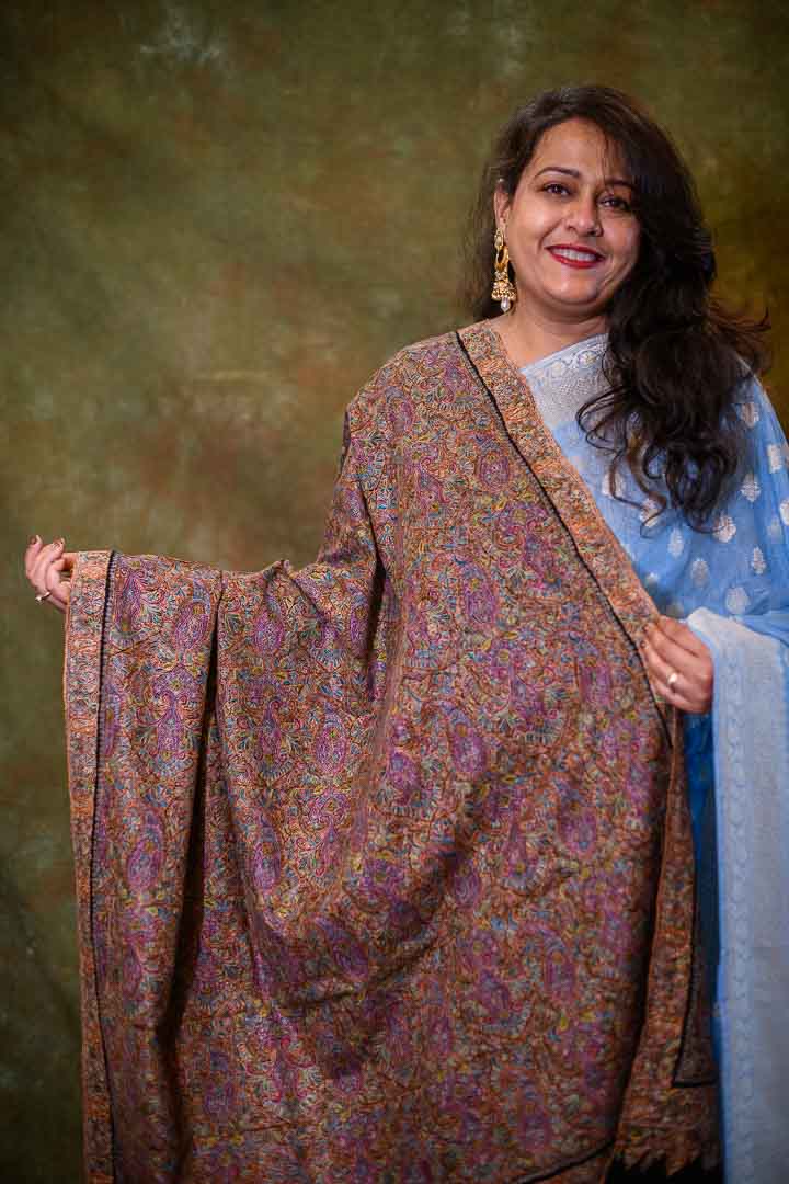 Buy Online Sozni Embroidered Pashmina Shawls, Cashmere Pashmina