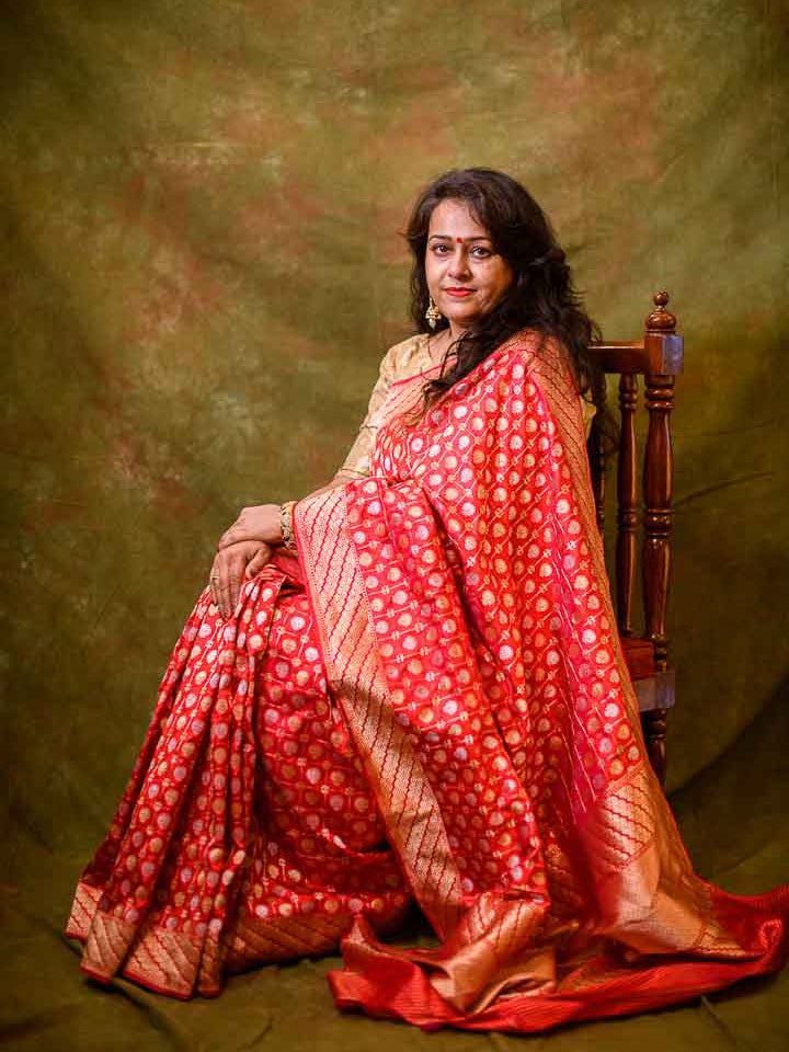 Red Pure Katan Silk Banarasi Handloom Saree