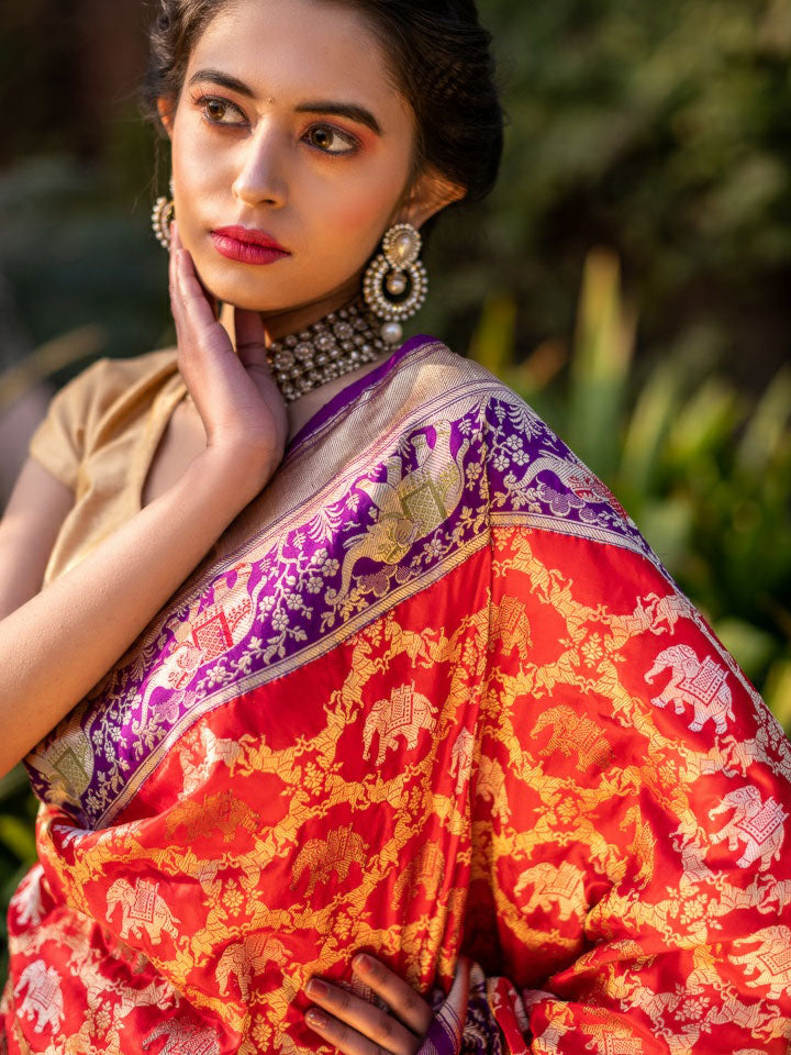 Anuradha' Light Sage Green Pure Katan Silk Banarasi Handloom Saree - Tilfi