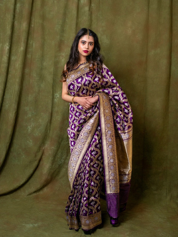 Purple Saree Online - Buy Purple Color Designer Saree at Kreeva